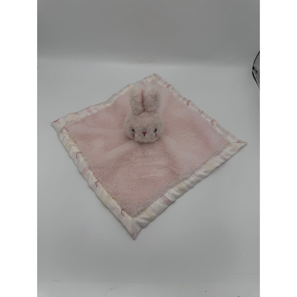 Parents Choice Pink Bunny Rabbit Security Blanket Lovey Rainbow Satin Trim Plush